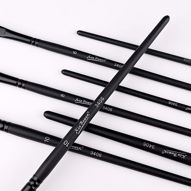 6 Pcs Wood Handle Paintbrushes Set Pure Black Type (1)