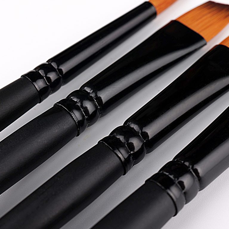 6 Pcs Wood Handle Paintbrushes Set Pure Black Type (8)