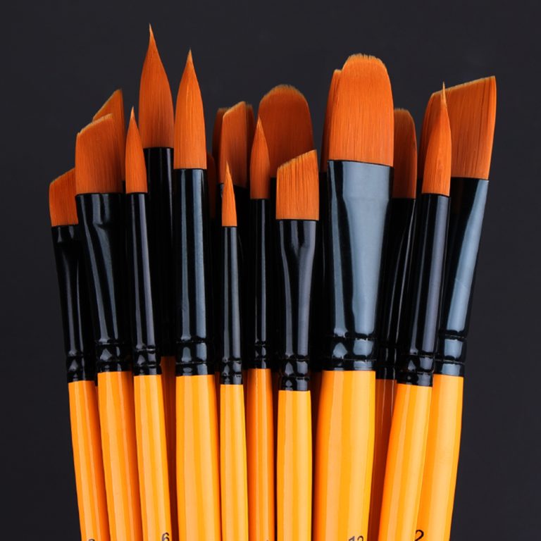 Acrylic Paint Painting Nylon Brush 6 Size Paintbrushes Set Orange brand new batch