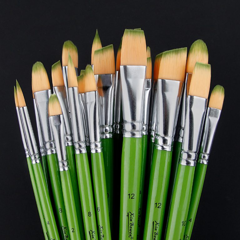 Acrylic Paint Painting Nylon Brush 6 Size Paintbrushes Set Sap Green (1)