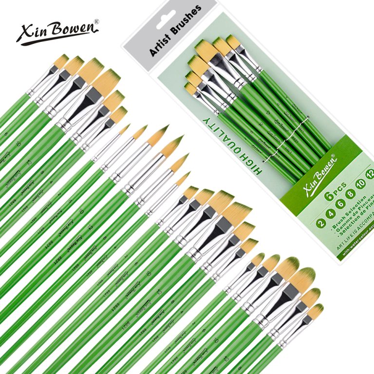 Acrylic Paint Painting Nylon Brush 6 Size Paintbrushes Set Sap Green