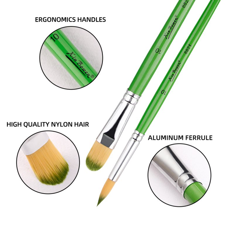 Acrylic Paint Painting Nylon Brush 6 Size Paintbrushes Set Sap Green (2)