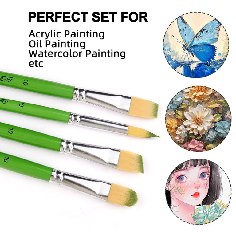 Acrylic Paint Painting Nylon Brush 6 Size Paintbrushes Set Sap Green (3)