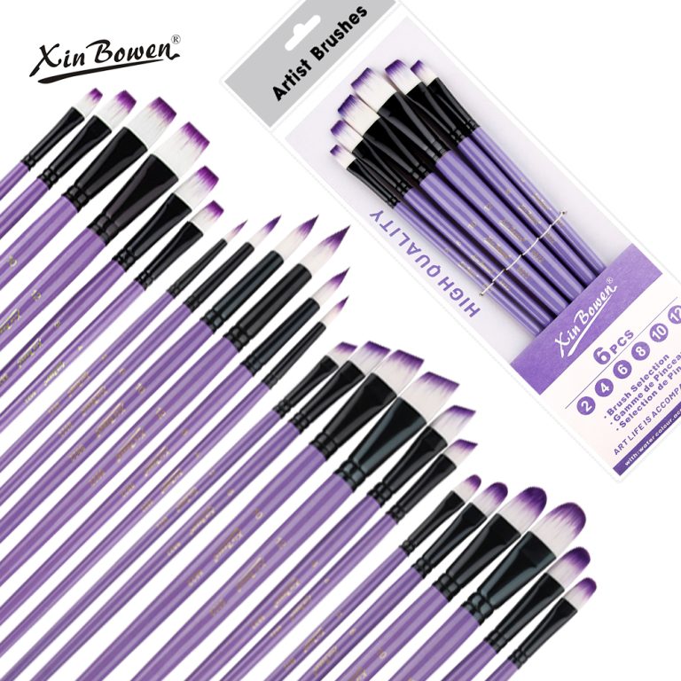 Acrylic Paint Painting Nylon Brush 6 Size Paintbrushes Set Violet