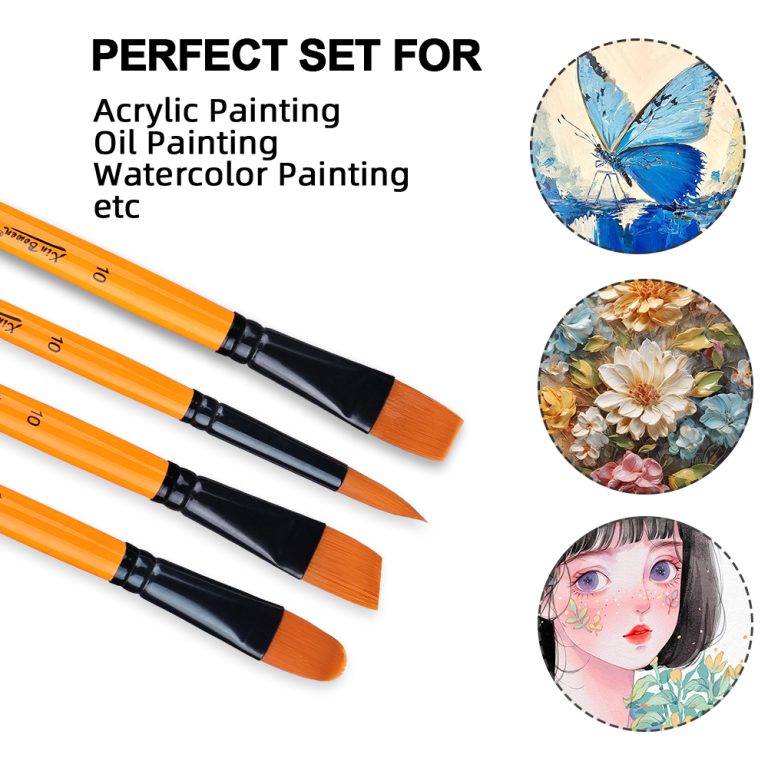 Acrylic Paint Painting Nylon Brush 6 Size Paintbrushes Set for oil and watercolor painting