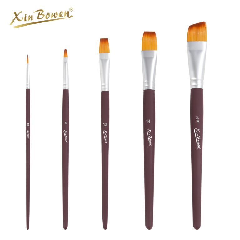 Brown Rubber Paint Painted 5PCS Master Paintbrushes Set