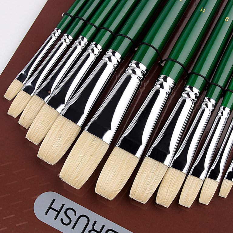 Natural Quality Hog Hair Paintbrushes Set Art Brush Emerald Green head