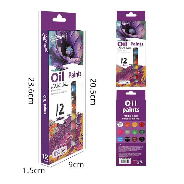 package size of oil paint